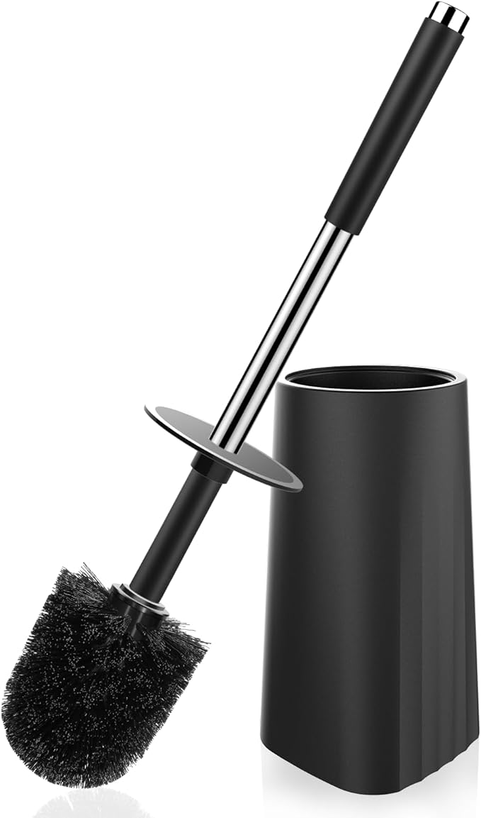 SetSail Toilet Brush, Compact Size Toilet Bowl Brush and Holder Toilet Brushes for Bathroom with Stainless Steel Handle Toilet Cleaner Brush with Durable Scrubbing Bristles, Splash-Proof