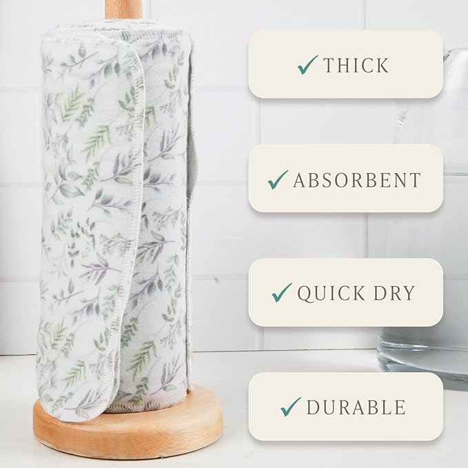 May Bright Reusable Paper Towels 2-Ply Washable Roll - Cloth Paper Towel Replacement - 15 Sheets of Paperless Paper Towels and Reusable Napkins With Greater Absorbency - Zero Waste