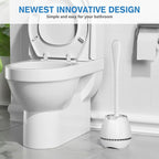 Toilet Brush 2 Pack, Toilet Bowl Brush with Ventilated Holder and Ergonomic Long Handle, Durable Bristles Toilet Scrubber Set for Bathroom Cleaning(White)