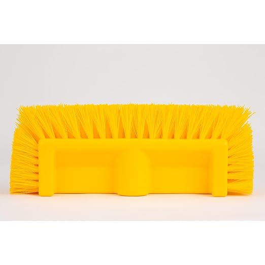 SPARTA Multi-Level Tile Scrub Brush 12" Wide Brush Head, Heavy-Duty Tile Cleaning Brush with End Bristles for Commercial Tiles, Tubs and Floor, Plastic, 12 Inches, Yellow, (Pack of 12)