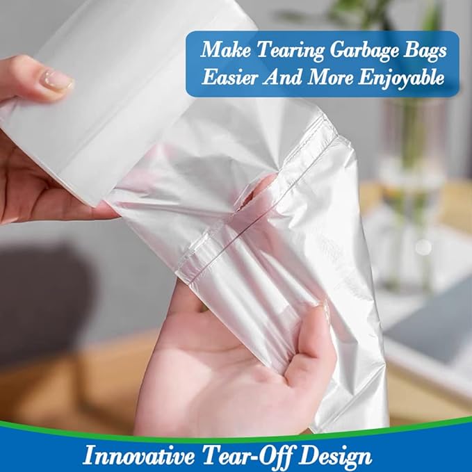 1.5 Gallon 120 pcs(1.5-1.6 Gal) Small Clear Trash Bags, Strong 1.5 Gallon 1.6 Gallon Garbage Bags, Bathroom Trash Can Bin Liners,Mini Bags Waste Basket Liner,Fit 6 Liter, 1.5-1.6 Gal (1.5C120)