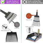 QiMH Upgraded Dog Pooper Scooper Extra Large, Adjustable Long Handle Stainless Metal Pet Poop Tray and Rake Set for Large Medium Small Dogs, Dog Waste Removal Bin Rake, Great for Grass, Street, Gravel