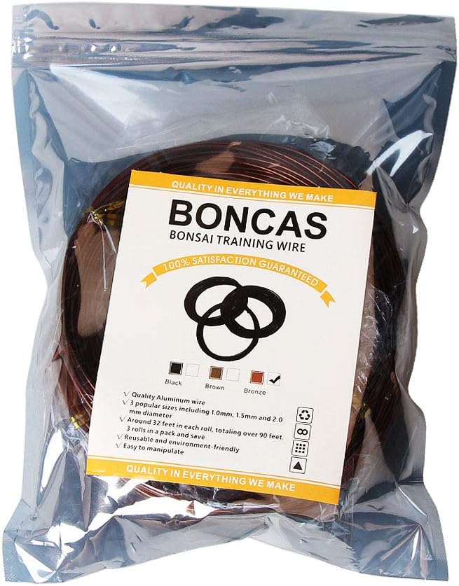 Quality Bronze Long Lasting Bonsai Training Wire Set of 3 Sizes - 1.0mm, 1.5mm, 2.0mm, Corrosion and Rust Resistant (32 Feet Each Size)