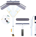 Red Horn Window Squeegee with Long Handle, Mirror Window Cleaning Squeegee Kit with Washable Pad and Blade Cleaner for Glass,Wall, Window, Mirror.White Color