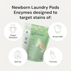 Grab Green Newborn Baby Laundry Detergent Pods, 60 Loads, Fragrance Free, Mineral Based, Non-Toxic, Stain Remover