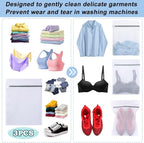 Vivifying Mesh Laundry Bags for Delicates, 3Pcs Honeycomb Mesh Wash Bags with Zipper for Washing Machine, Shoes, Lingerie, Socks and Stuffed Toys (Medium, 12.5 x 16Inches)