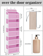 Over The Door Organizer, 5 Shelves Closet Door Hanging Organizer with 10 Mesh Pockets, Nursery Closet Organizer, Baby Essentials, Dorm Room Essentials for Girls