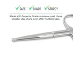 Rounded Stainless Steel Facial Hair Scissors – Safety Scissors for Nose Hair, Eyebrows, Eyelashes, Mustache, Beard, and Baby Nails