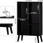 YAHARBO Small Black Narrow Bookshelf,3 Tier Modern Bookcase with Legs,Bookshelves Wood Storage Shelf,Rustic Book Shelves Cube Organizer,Display Bookcase