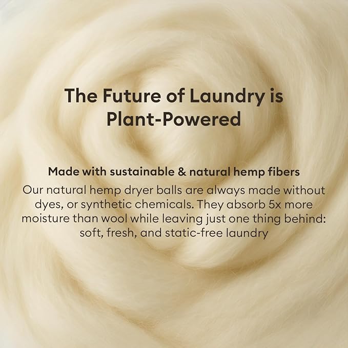 Vove Natural Hemp Dryer Balls - 4 Pack, 5X More Absorbent Than Wool - Cuts Drying Time up to 35%, Natural Fabric Softener, Reduces Wrinkles and Static, Reusable, Hypoallergenic, Eco Friendly