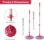 Spin Mop Replacement Handle, 47.6-inch 360 Degrees Rotating Telescopic Replacement Mop Stick with Robust Reinforced Plastic Disc for Spin Mop Bucket Cleaning System (Plastic Disc,Red)