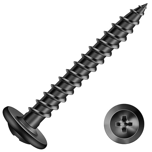 8 x 1-1/4" Wood Screw 500Pcs Alloy Steel Standard Thread Truss Head Fast Self Tapping Black Oxide by SG TZH