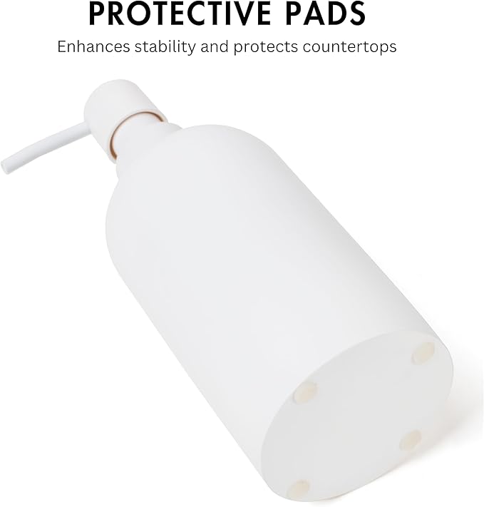 Matte White Soap Dispenser for Bathroom, 15oz Round Rustproof Liquid Hand Dish Soap Dispenser Pump for Kitchen Sink, Countertop, and Bathroom