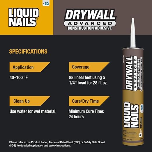 Liquid Nails Drywall Advanced 28 oz. Off-White Latex-Based Interior Drywall Adhesive, 12 Pack