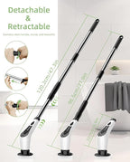 Electric Spin Scrubber, Cordless Cleaning Brush, Shower Scrubber with 8 Brush Heads, Power Scrubber Dual Speeds with Adjustable Extension Handle, IPX7 Waterproof for Bathtub Floor Tile Car-B