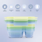Ello Snap & Nest 10-Piece 3 Cup Plastic Divided Meal Prep Set, Reusable Food Containers for Healthy Eating, Freezer, Dishwasher Safe, Seafoam
