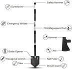 iunio Camping Shovel,Shovel Folding, Portable, Multitool, Foldable Entrenching Tool, Collapsible Spade, for Backpacking, Trenching, Hiking, Survival, Car Emergency