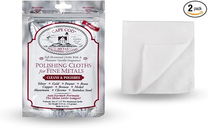 Cape Cod Polishing Cloth + Buffing Cloth Bundle For Fine Metals | Jewelry Cleaner and Tarnish Remover | Silver Polishing to a Brilliant Shine