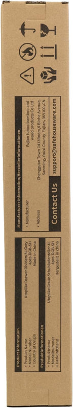 Utoplike Bamboo Drawer Dividers Large, Gray Kitchen Drawer Organizers Adjustable, Spring Loaded, Works in Dresser, Bathroom, Bedroom, Desk, 4 pcs, 2.4" H