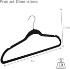 Simplify Slim Velvet Clothes Hangers | 25 Pack | Non-Slip | Shirts | Suit | Pants | Dresses | Garments | Closet Storage & Organization | Durable | Black