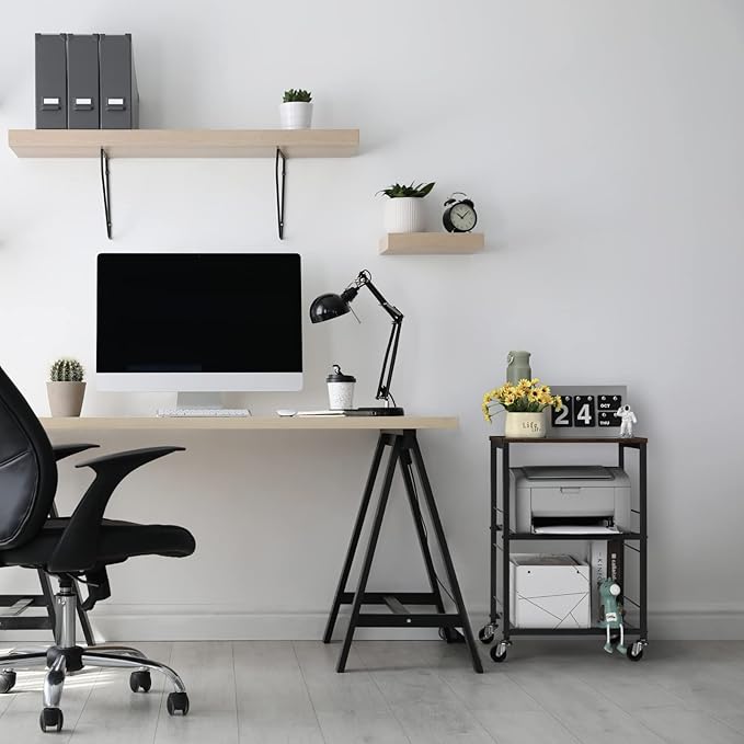 LIANTRAL 3 Tier Rolling Cart, Brown Kitchen Carts on Wheels with Storage, Multifunctional Utility Cart for Kitchen, Bathroom, Living Room, Bar, Office