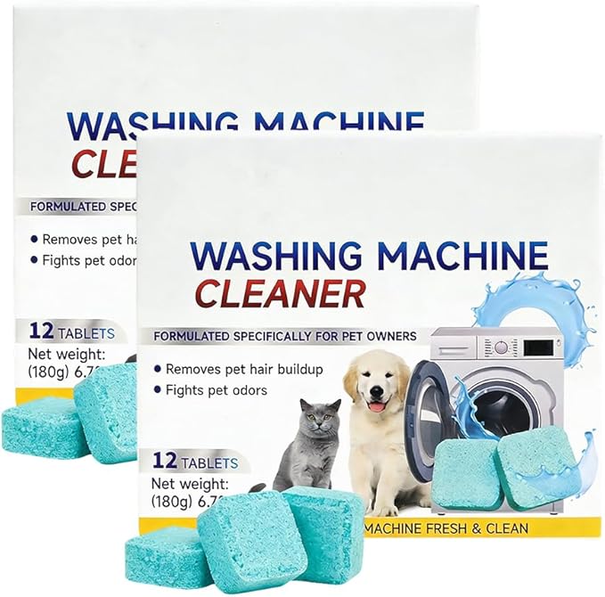 Washing Machine Cleaner Tablets 24 Pack, 2026 Upgraded Washer Cleaner Tablets for HE Top Front Load Washer, Removes Pet Hair, Odors, Suitable for Pet Owners (24 Pack)