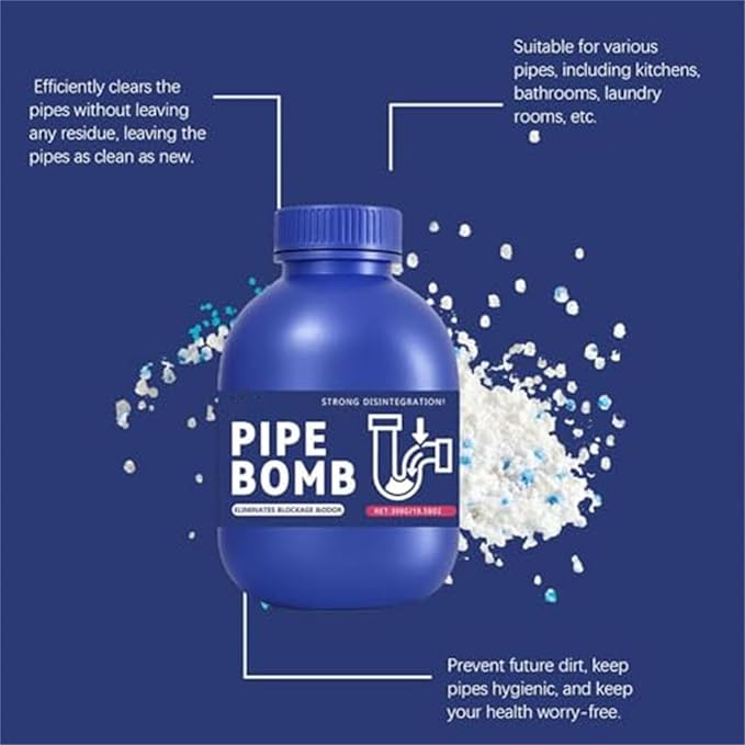 Multi-purpose Drain Cleaner, 10.6oz Powerful Sink and Drain Cleaner, Professional Strength Pipe Dredging Formula for Kitchen Sinks, Shower Drains, Tubs, Dissolves Blockages (2pcs)