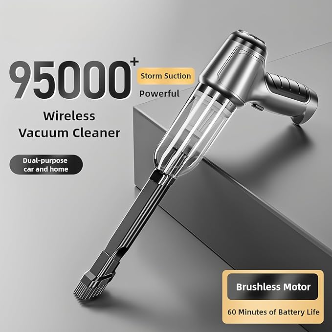 Handheld Vacuum Cleaner Cordless, Portable Keyboard Handheld Vacuum, 12000Pa Mini Wireless Vacuum Cleaner with 3 in 1 Brushless Motor and TypeC for Car,Home,Pet,Office