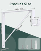 Supforce 6 Pack Closet Rod Bracket, Heavy Duty Closet Rod Support with Rod Holder, Wall Mounted Closet Shelf Brackets with Triangle Stabilizing Design for Closet, Bathroom and Kitchen, White