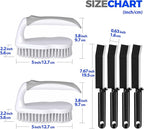 Scrub Brush - 6 Pack, Scrub Brushes for Cleaning, Heavy-Duty Scrub Brush, Stiff Bristles Cleaning Brush, for Kitchen, Bathtub, Floor and Wall Surfaces, Grey