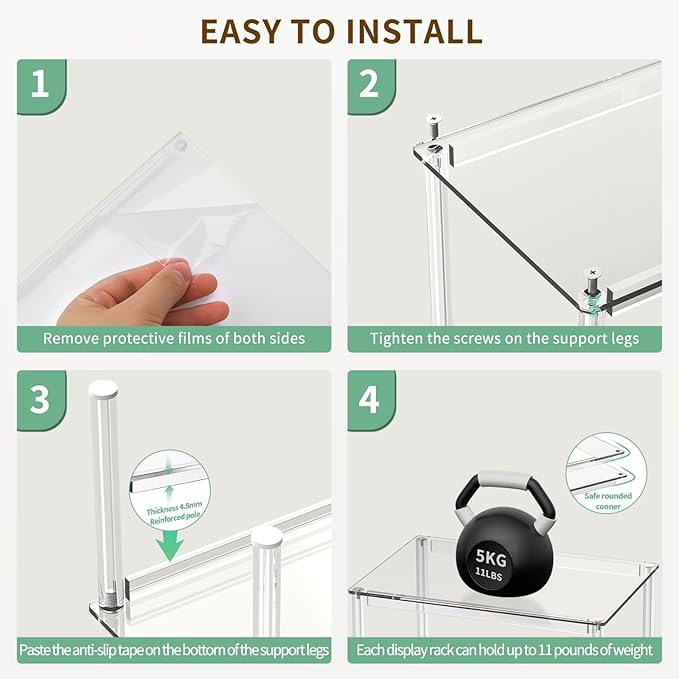 4Pack Acrylic Cabinet Organizer, Clear Cabinet Organizer Shelf, Spice Rack Organizer for Cabinet for Dishes, Spices, Soda Cans and Bottles, Stackable Shelves House Essentials for Gift