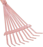 Kids Leaf Rake-Small Wooden Handle Leaf Rake with Metal Tines, 27inches /69cm Length, for Kids Enjoy Garden Cleaning Activities (Pink)