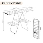 APEXCHASER Clothes Drying Rack with 4 Wings, Stainless Steel Drying Rack Clothing with Sock Clips, Metal Connectors, Height-Adjustable, Foldable Laundry Drying Rack, Indoor Outdoor Use, No Assembly