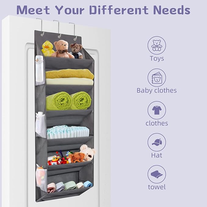 Over the Door Shoe Rack Organizer Hanging Fits 12 Pairs Shoes with 6 Mesh Pockets 6 Deep Large Pockets 50lbs Weight Capacity Behind the Door Storage Organizers for Closet Narrow Door 1 Pack