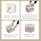 Mangata Canvas Storage Boxes, 11 Inch Cube Storage Bins Set of 6, Fabric Baskets with Cotton Rope Handle for Organizing Clothes Nursery Home (Khaki/White)