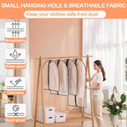 Clear Garment Bags for Hanging Clothes Travel (24'' x 54'' Set of 6) Clothes Storage Bags Closet Cover for Open Closet with Zipper for Suit, Sweaters Travel Laundry Wardrobe Closet Garment Dust Cover