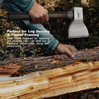 Traditional Broad Axe 36oz, Wood Axe, Biber Classic Carpenter's Hatchet, Straight Wooden Handle & Forged Steel Head, Hickory Handle, Outdoor Wood Splitting Chopping & Carving Tool