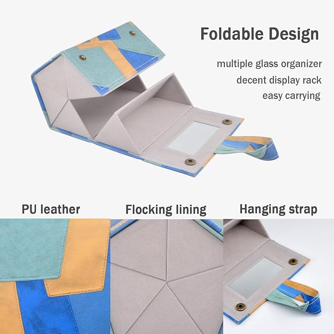 Kenpal Sunglasses Storage Organizer Holder Foldable Travel Case with 5 Slot Compartments for Multiple Glasses