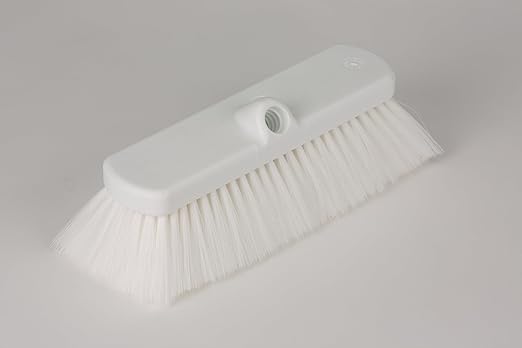 SPARTA 41278EC02 Flo-Thru Plastic Wall Scrub Brush, Equipment Brush With Soft Nylex Bristles For Industrial Kitchens, Hospitals, Commercial Cleaning, 4 Inches, White