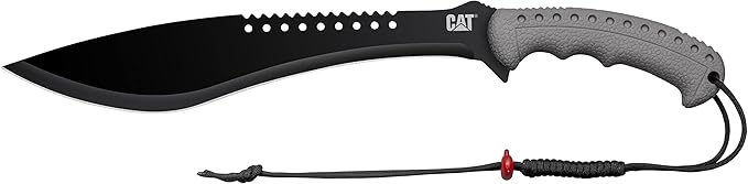 Cat Machete with Shoulder Strap Sheath,19 Inch, Stainless Steel Blade Knife with Ergonomic Comfort Tool Handle, Cut, Chop, Clear Brush, Garden, Outdoors, Camping Black Silver - 240395