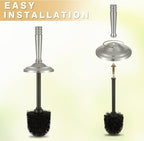 Stain Nickel Toilet Brush and Holder Set, Stainless Steel Toilet Brush for Bathroom,Heavy Duty Silver Toilet Bowl Brush,Deep Cleaning Modern Toilet Cleaner Brush -Space Saving, Covered Brush