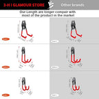 3-H Garage Wall Hooks 10 Pack, Heavy Duty Garage Hooks with Extra Welding Spots, Wall Mount Storage Organizer for Hanging Garden Lawn Tools, Chair, Shovel, Blower, Toolkit (Red)