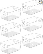 Clear Plastic Storage Bins, Pantry Organizers and Storage Containers Fridge Organizer Bins for Organizing Kitchen Cabinet Organizer Bin Bathroom Freezer Refrigerator Organization