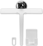 9 inch Squeegee Set with Over Wall Hanger, Suction Cup, and Hook, Glass Cleaning Squeegee for Shower Doors, Windows, Glass Doors, Bathrooms, Mirrors, Car Windshield - Matte White