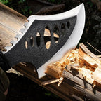 DOOM BLADE Camping Hatchet Axe with Nylon Sheath,Tomahawk Viking Forged High Carbon Steel,Portable Camping Axe for Outdoor Splitting Wood,Hunting (Double-Bit Axe + Hatchet + Fixed Blade Knife)