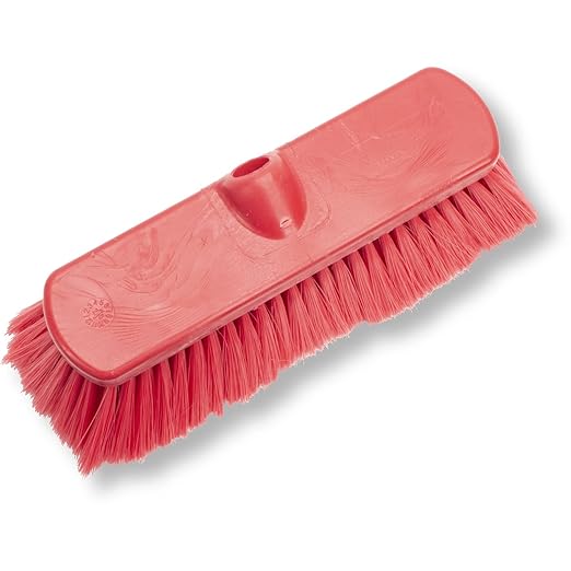 SPARTA 41278EC05 Flo-Thru Plastic Wall Scrub Brush, Equipment Brush With Soft Nylex Bristles For Industrial Kitchens, Hospitals, Commercial Cleaning, 4 Inches, Red, (Pack of 12)