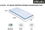 Magic Mopper Sponge Eraser Mop Pad | Compatible with Bona and 18" Wet Mops | 18-inch Magic Sponge Eraser Pad Refill | 3 Pack