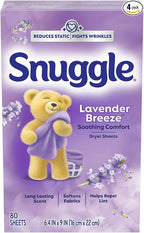 Snuggle Dryer Sheets (Packk of 8 (80 Count, Lavender Breeze Soothing Comfort)