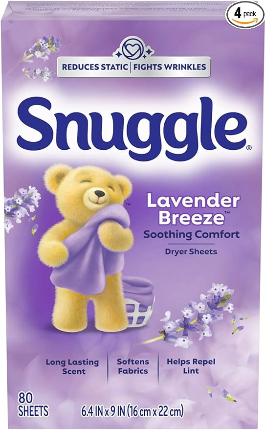 Snuggle Dryer Sheets (Packk of 8 (80 Count, Lavender Breeze Soothing Comfort)