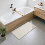Yimobra Long Bath Mat 44"x24", Super Soft Quick Dry Memory Foam Bathroom Rug, Water Absorbent, Non Slip Backing Machine Washable for Tub Shower, Thick Comfort Support, Cream